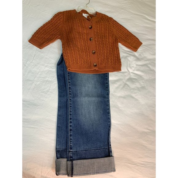 LeLis Collection Cropped Button Down Short Sleeve Cable Knit Cardigan Rust NWT S - Picture 9 of 9